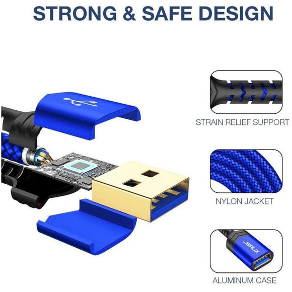 JSAUX USB 3.0 Extension Cable, (10FT) USB A Male to USB A Female Extension - Picture 6 of 9